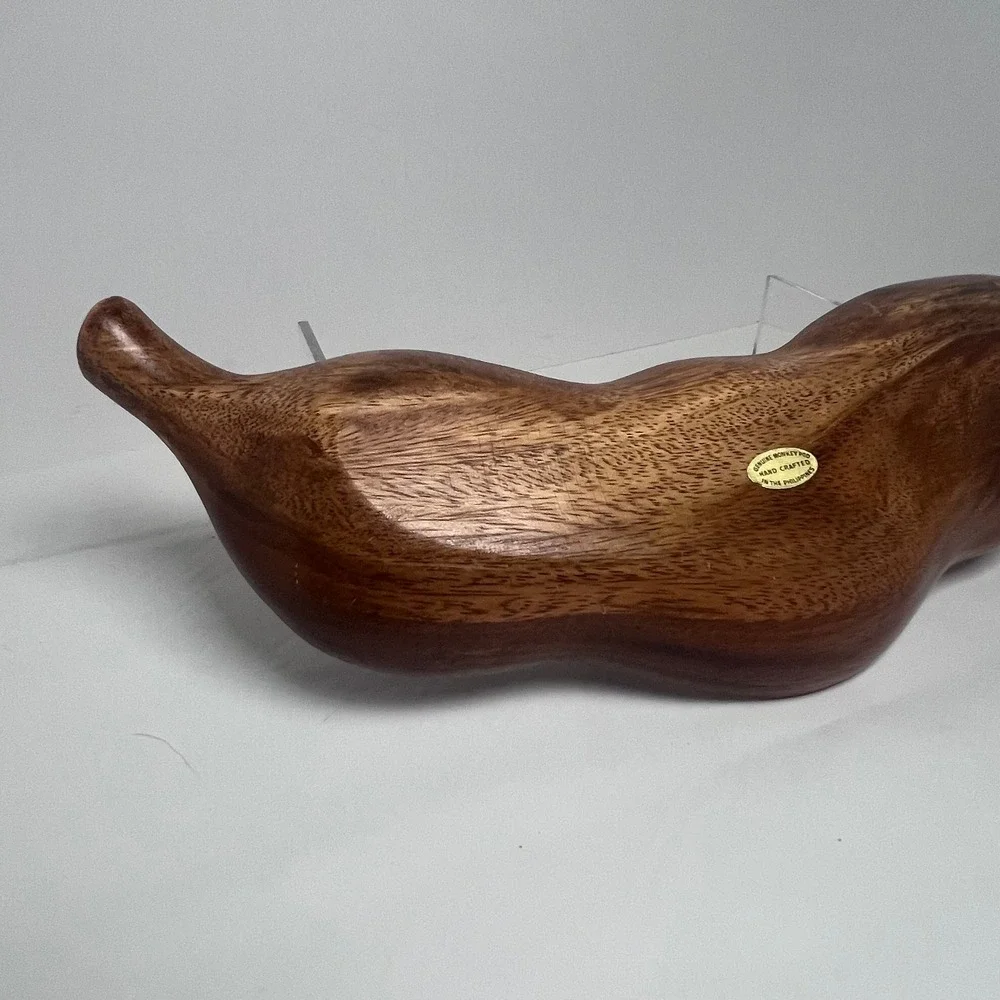 VTG Pea Pod Hand‎ Crafted 3 Section Divided Serving Tray Wood MCM Monkey Pod